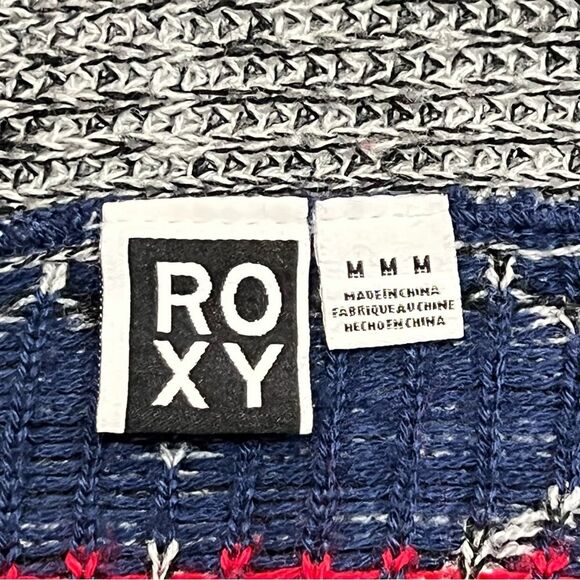 Roxy Grey Knit Cardigan with Geometric Designs Size Medium - Picture 12 of 14